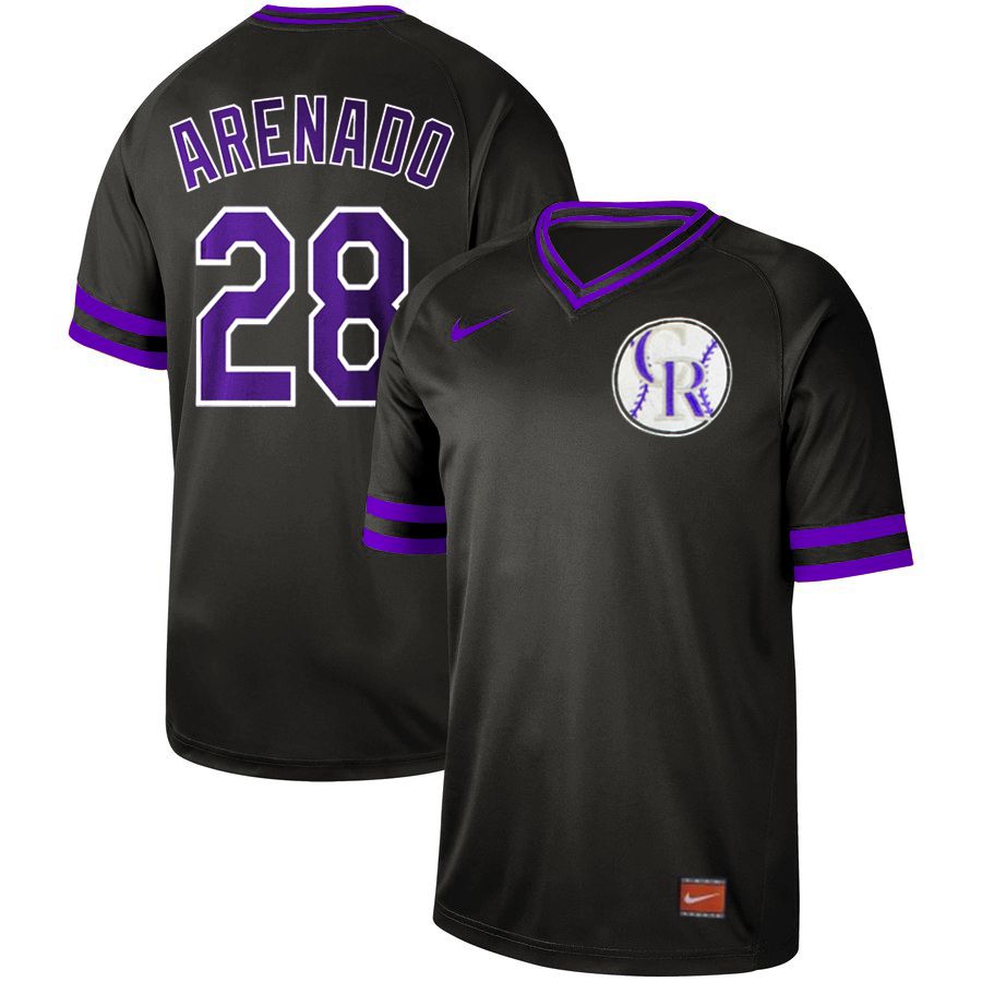 Men Colorado Rockies 28 Arenado Black Nike Cooperstown Collection Legend V-Neck MLB Jersey